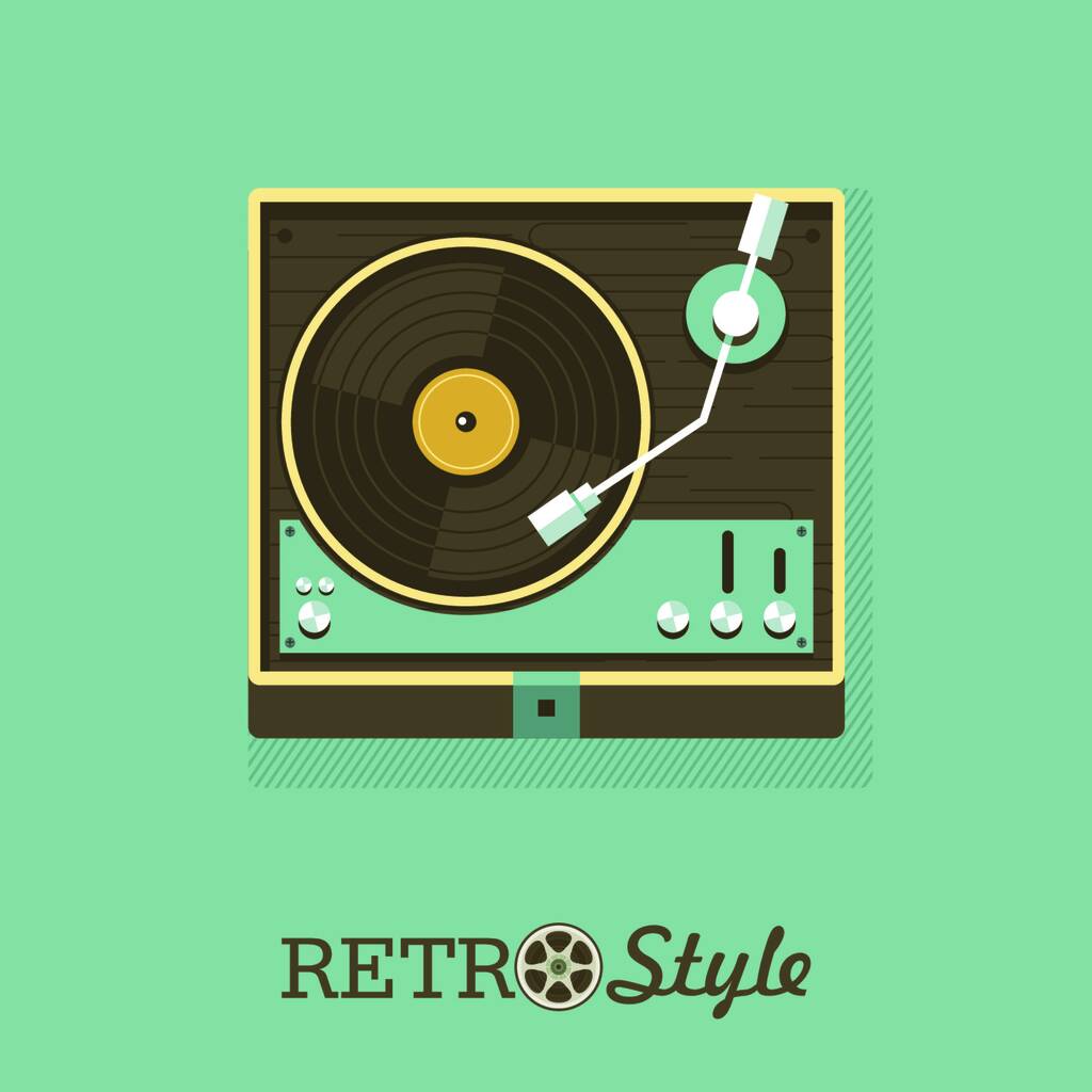 Player for vinyl records. Vector illustration. Logo, emblem. - Vector, Image