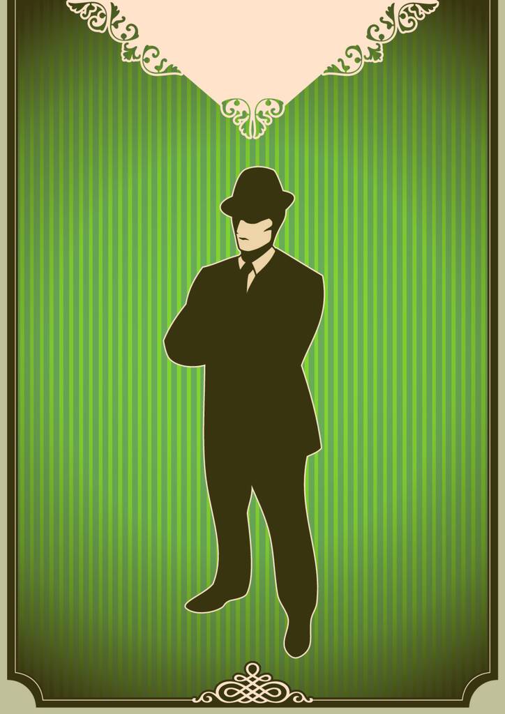 Vintage poster with man silhouette - Vector, Image