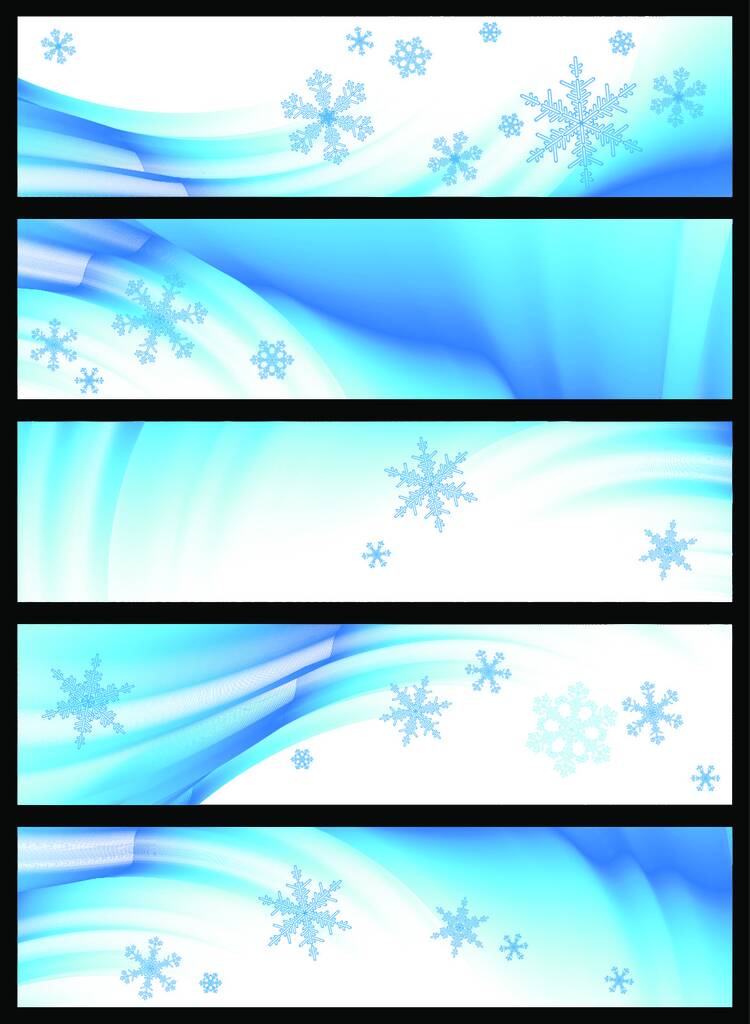 set of five winter banners, vector  without gradient - Vector, Image