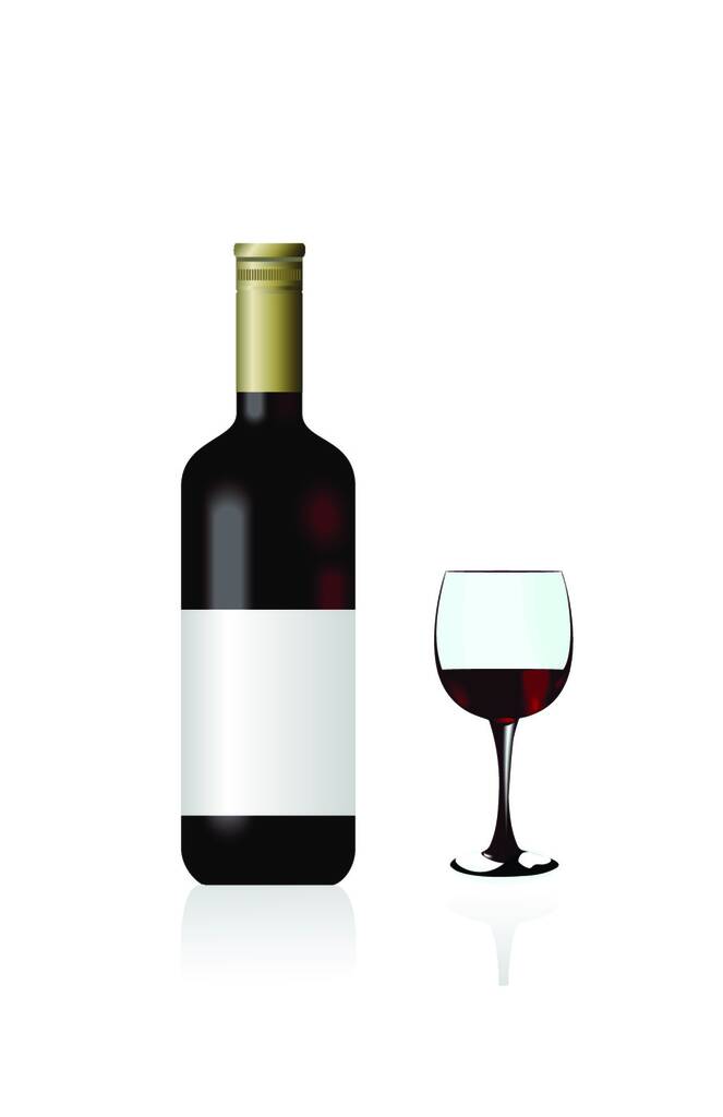 La botella de vino y el vidrio están aislados sobre fondo blanco. Vector - Vector, Imagen