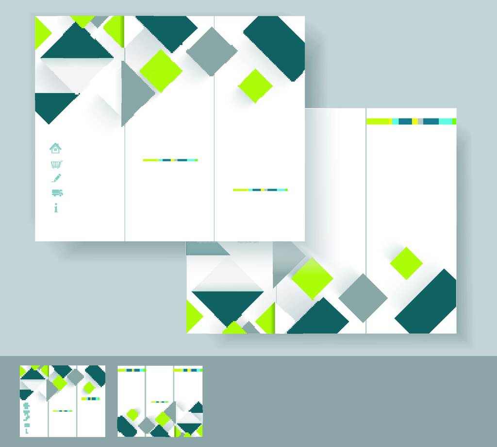 Diseño de plantilla de folleto vectorial con elementos verdes y grises. EPS 10
 - Vector, Imagen