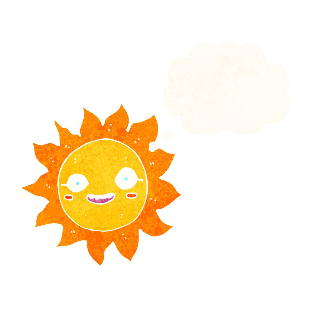 cartoon gelukkig zon met gedachte zeepbel - Vector, afbeelding