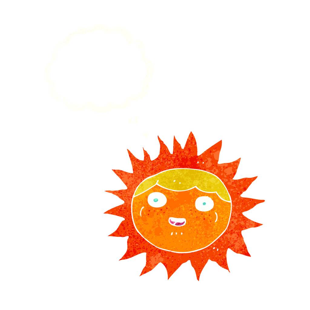Sonne Cartoon-Figur mit Gedankenblase - Vektor, Bild