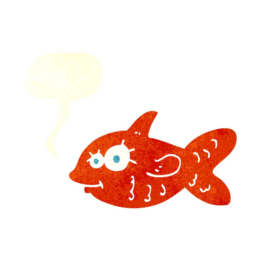 kreslené šťastné zlaté rybky s řečovou bublinou - Vektor, obrázek