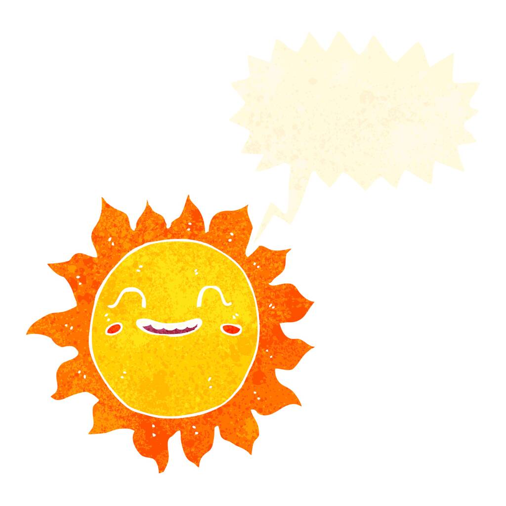 kreslené šťastné slunce s bublinou řeči - Vektor, obrázek