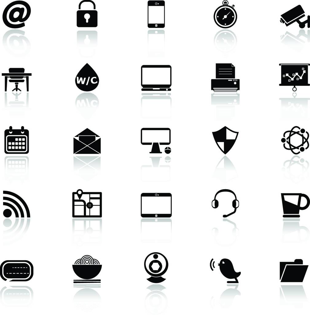 Іконки інтернет-кафе з відображенням на білому тлі, фондовий вектор
 - Вектор, зображення