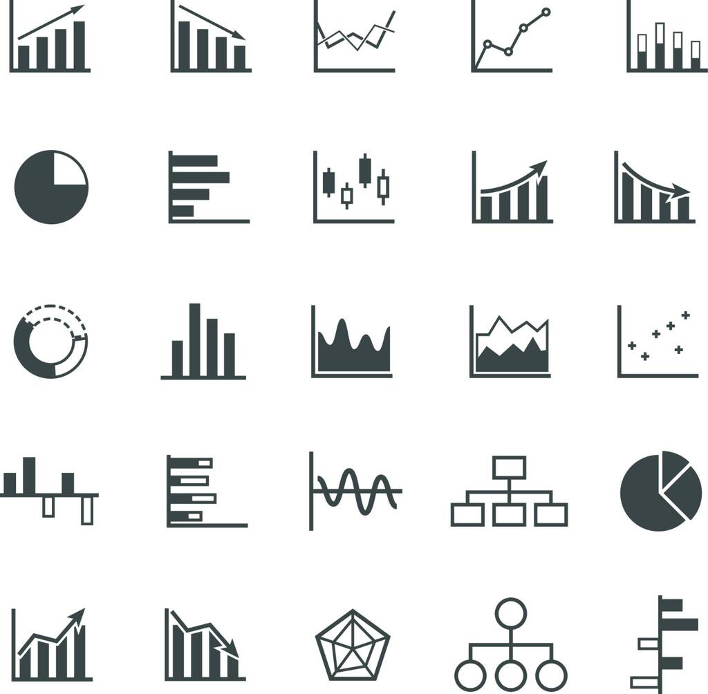 Iconos gráficos sobre fondo blanco, vector de stock
 - Vector, Imagen
