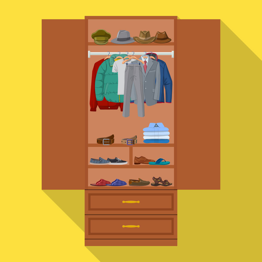 Wardrobe for clothes vector icon.Flat vector icon isolated on white background wardrobe for clothes . - Vector, afbeelding