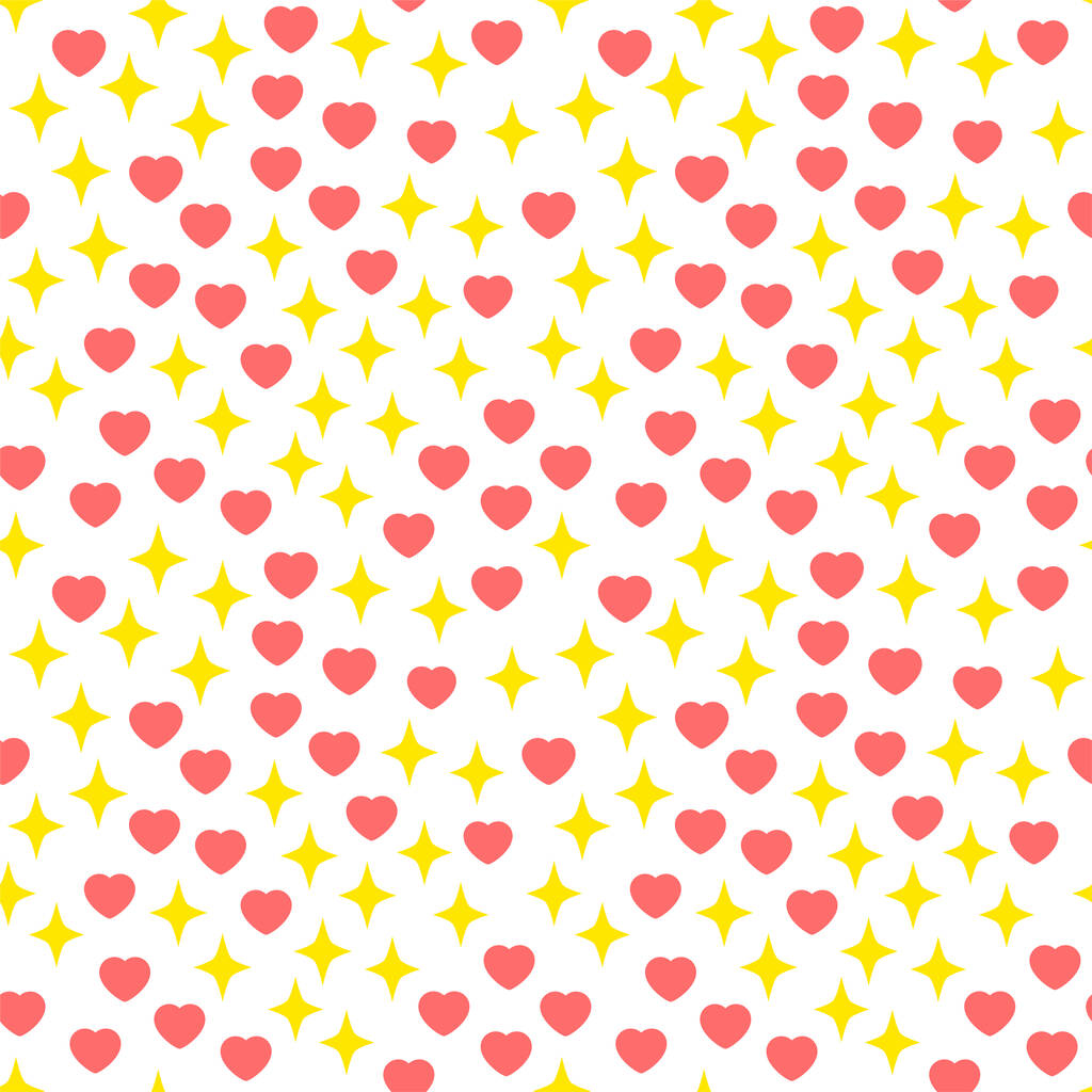 Söpö abstrakti kuvio. Saumaton tausta keltaiset tähdet ja vaaleanpunainen sydämet valkoisella pohjalla. Vektori 8 EPS
 - Vektori, kuva