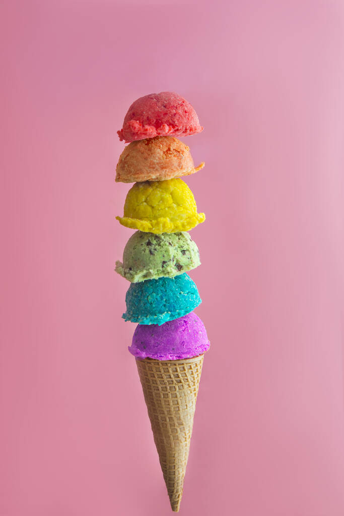 さまざまな果物のアイスクリーム - 写真・画像
