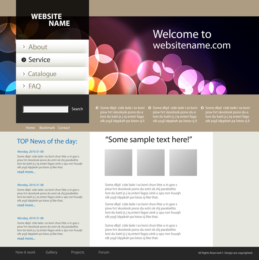πρότυπο σχεδίασης Web site - Διάνυσμα, εικόνα