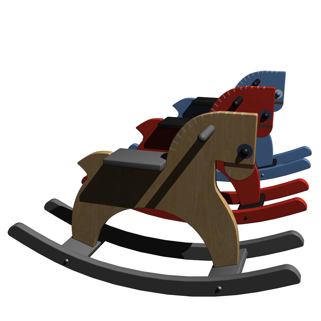 木製のロッキング・ホース乗馬 - 写真・画像