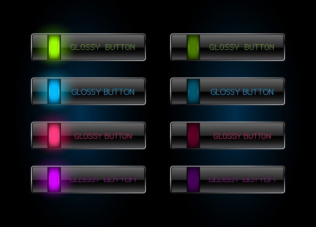 Колекція барвистих темних світяться веб-кнопок
 - Вектор, зображення