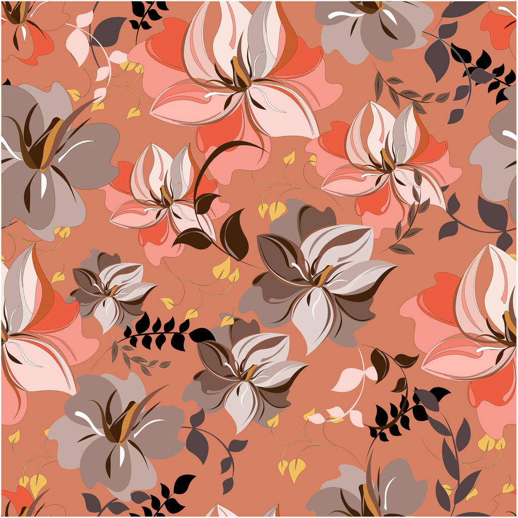 Vector lente abstracte achtergrond bloemen naadloos patroon - Vector, afbeelding