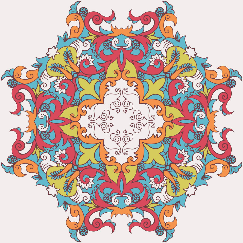 Abstrakcyjna ozdoba symetrii, wektor kwiatowy wzór ilustracja dla projektu. - Wektor, obraz
