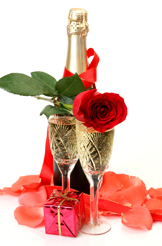 Champagner und Rosen - Foto, Bild