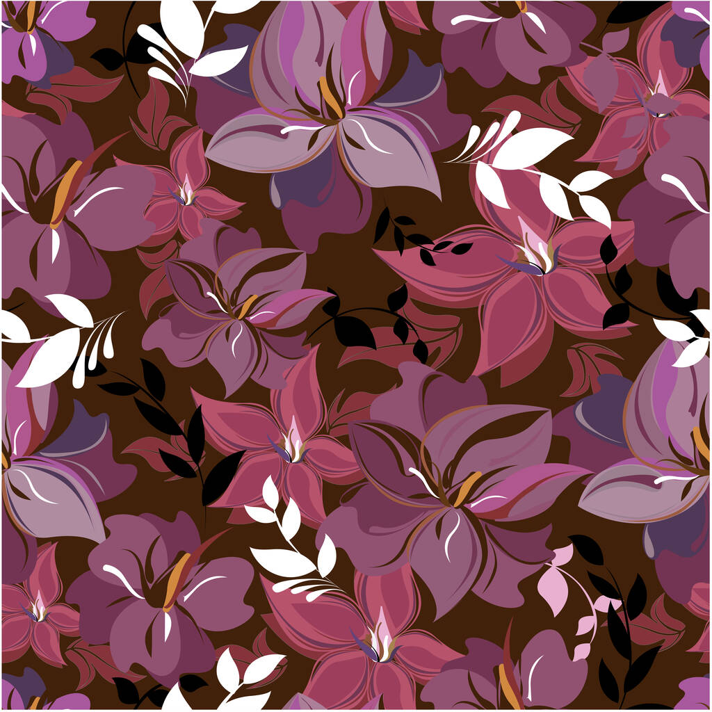 Vector spring abstract background flowers seamless pattern - Vector, Image