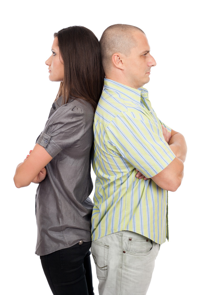 Ζευγάρι στέκεται πλάτη με πλάτη - Φωτογραφία, εικόνα