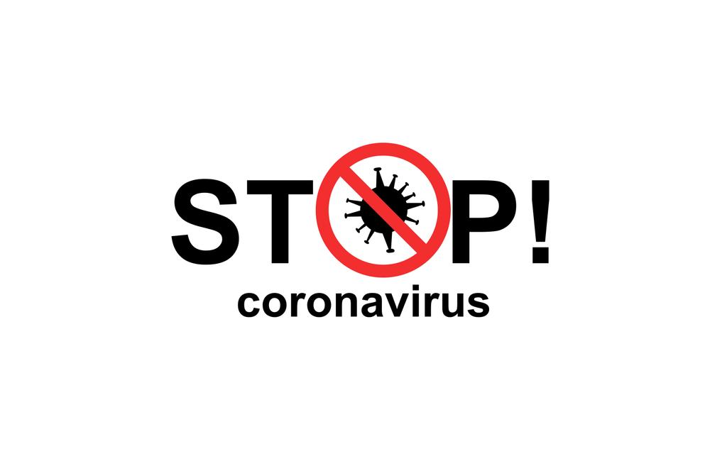 parar coronavírus letras pretas isoladas em branco
 - Vetor, Imagem