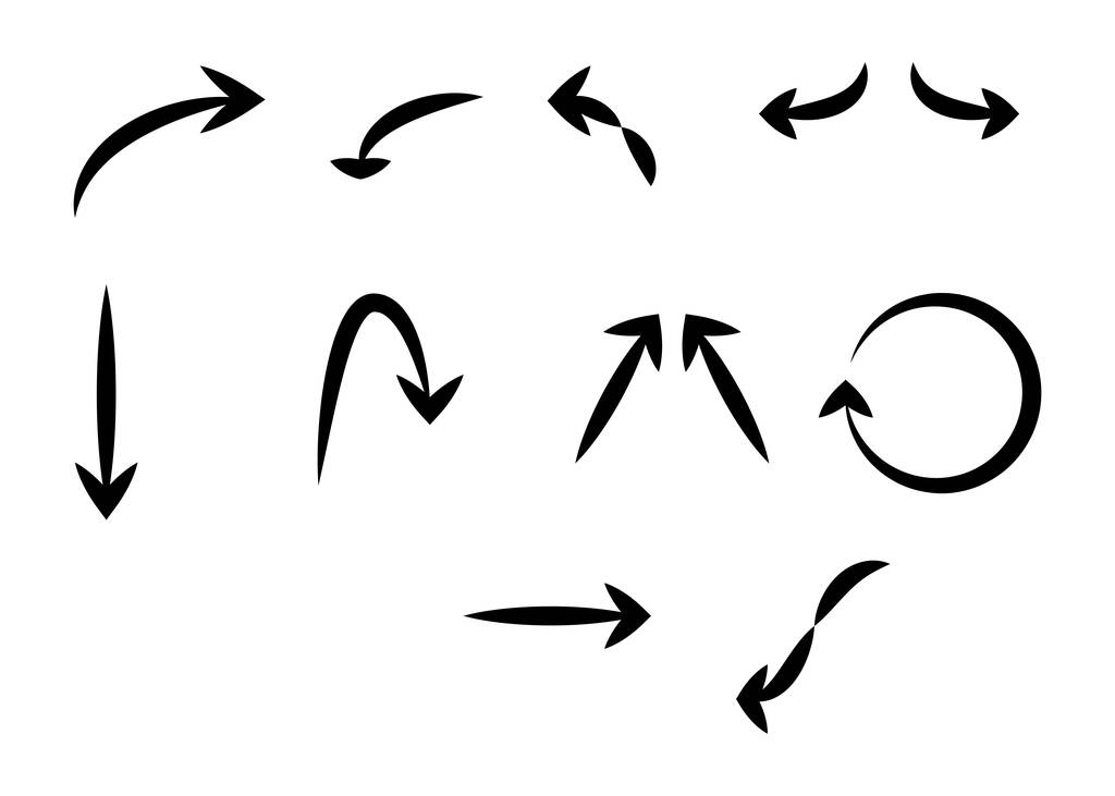 flechas negras en diferentes direcciones aisladas en blanco
 - Vector, Imagen