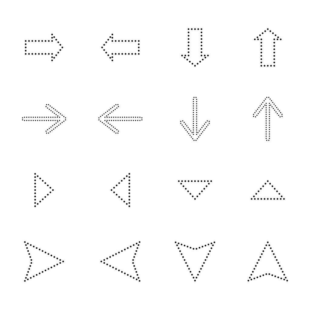 flèches pointillées noires dans différentes directions isolées sur blanc
 - Vecteur, image