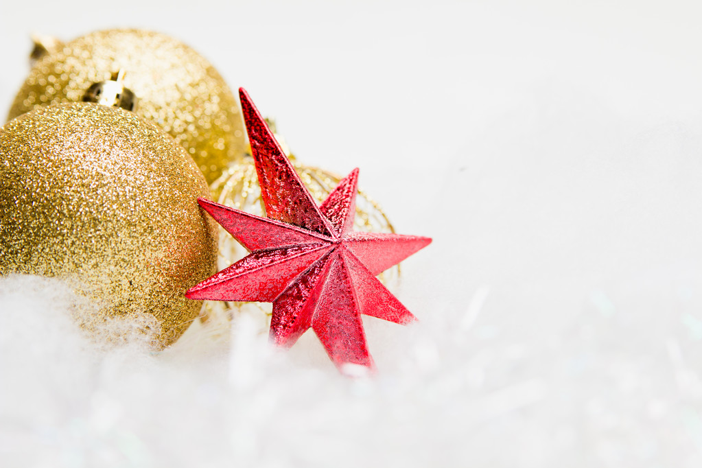 Kızıl Yıldız ile parlak Noel kompozisyon - Fotoğraf, Görsel