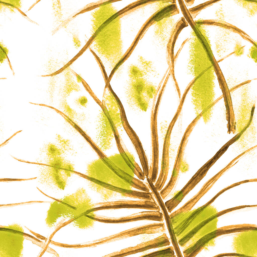 熱帯の葉。ベージュ・モダンモチーフ。ジャングル｜print - 写真・画像