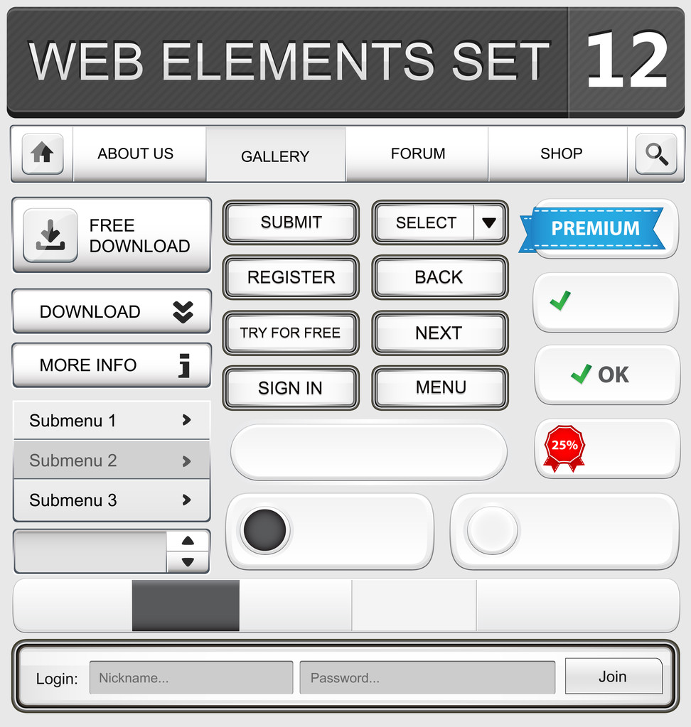 Web design elemek beállítása - Vektor, kép