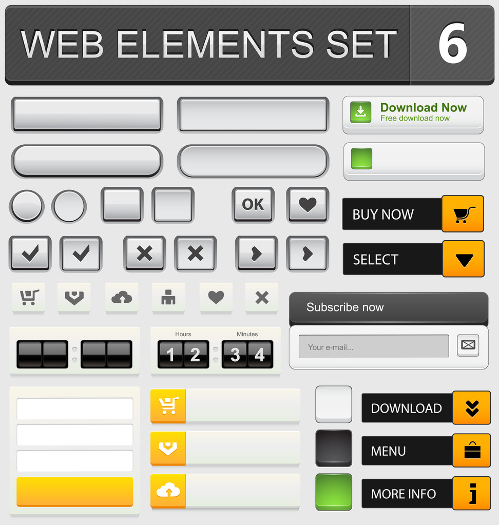 Set di elementi di design Web
 - Vettoriali, immagini