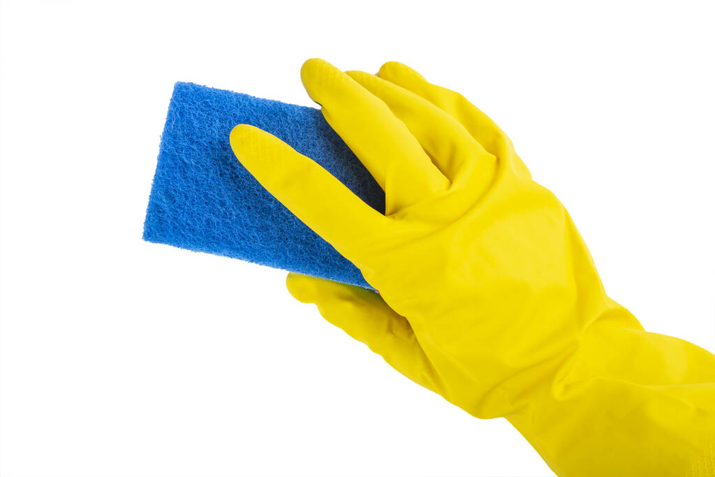 Καθαρισμός conept χέρι καθαρισμού υαλοπίνακα παράθυρο με απορρυπαντικό και σκουπίστε ή κουρέλι. Το αρχείο περιέχει διαδρομή αποκοπής. - Φωτογραφία, εικόνα