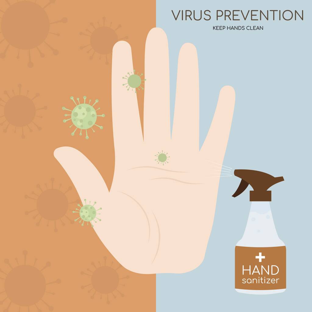 Πλύσιμο με απολυμαντικό χεριών. Προστατεύστε τον εαυτό σας από τον ιό coronavirus covid-19. - Διάνυσμα, εικόνα
