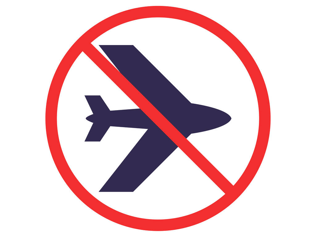 červená žádná značka s letadlem izolované na bílém - Vektor, obrázek