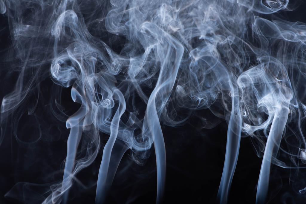 abstract white flowing smoke on black background - Photo, Image
