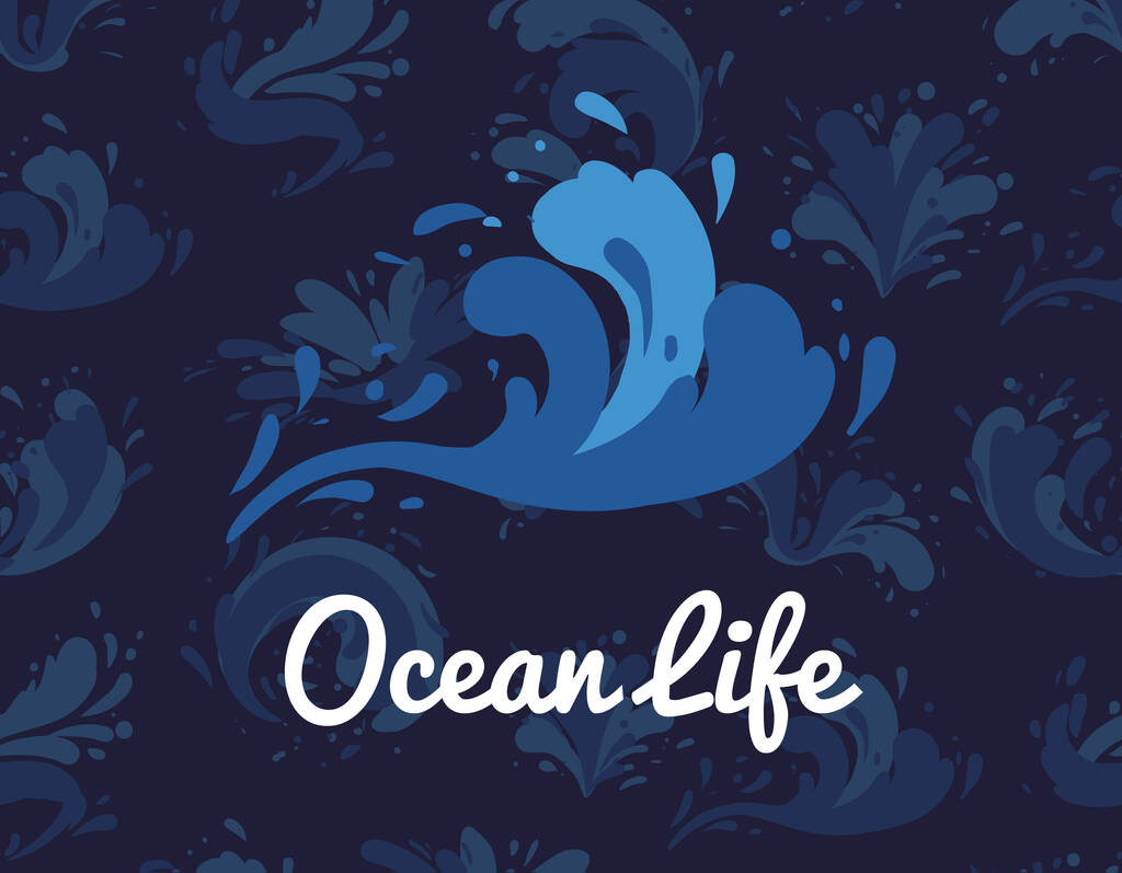 Ocean life poster with water splash element - Vector, Image