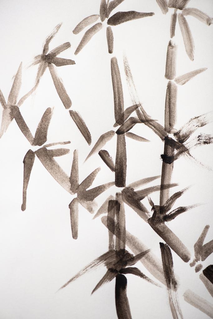 Японський живопис з сірим бамбуком на білому - Фото, зображення