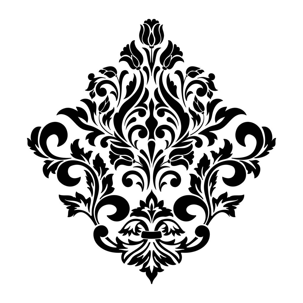 Векторный дамасский элемент. Изолированная центральная иллюстрация Дамаска. Классический роскошный старомодный дамасский орнамент, королевская викторианская бесшовная текстура для обоев, текстиля, обертывания
 - Вектор,изображение