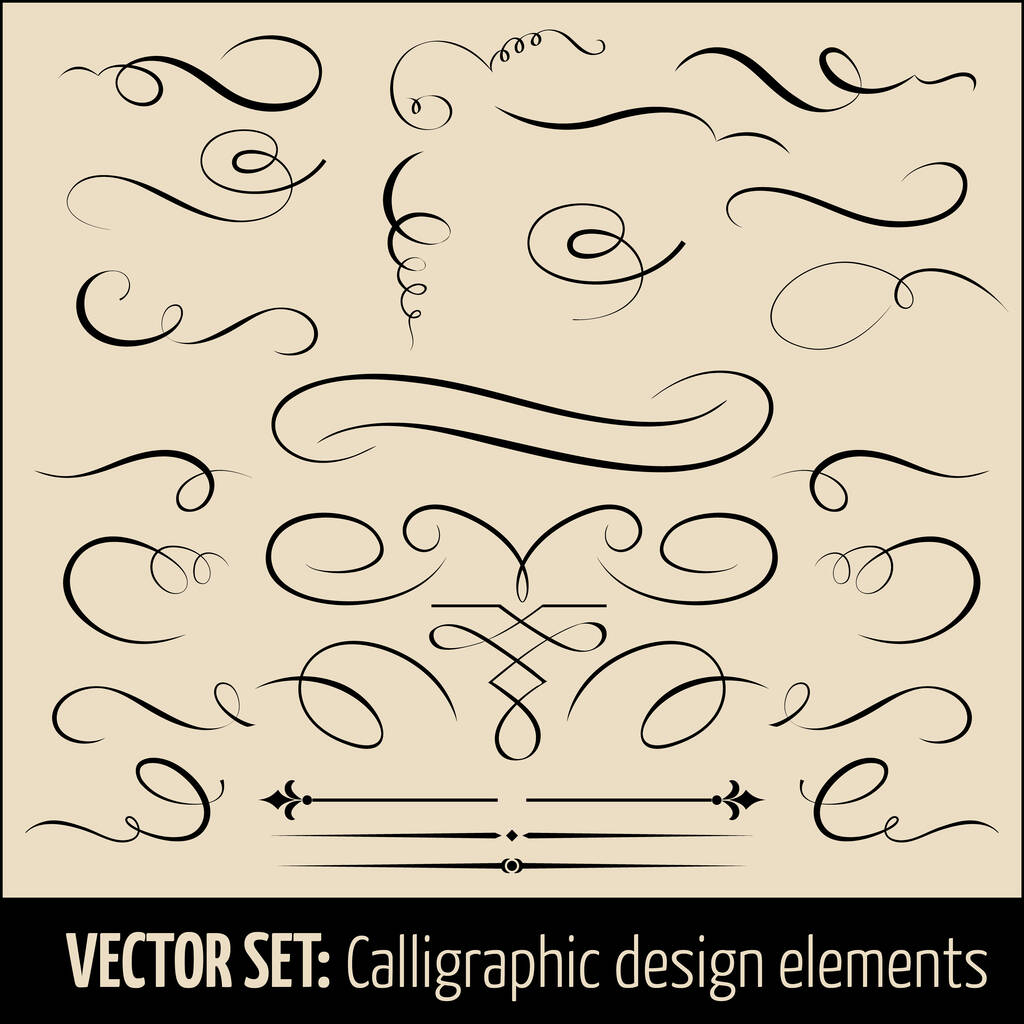 Vektorová sada kaligrafických prvků a prvků návrhu dekorace stránek. Elegantní prvky pro váš design. - Vektor, obrázek