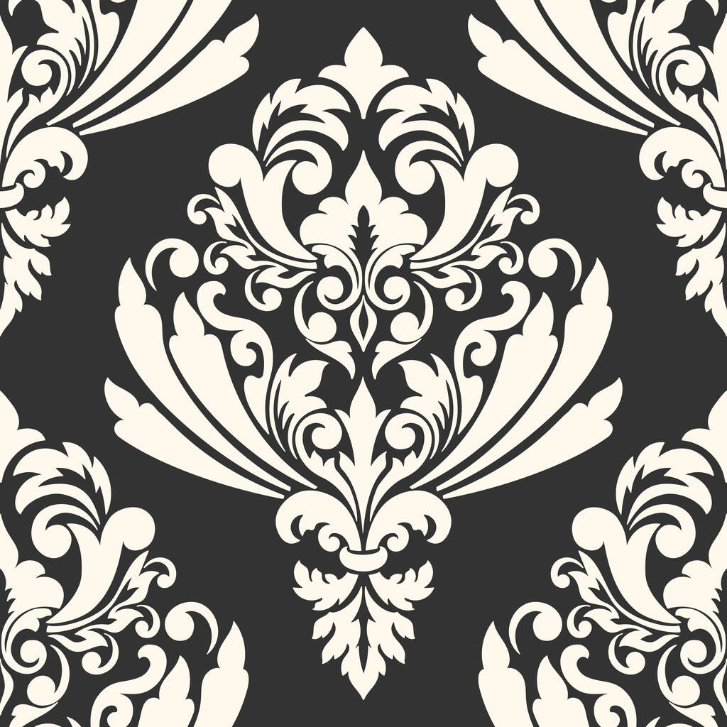 Vektor damaszt zökkenőmentes minta elem. Klasszikus luxus régimódi damaszt dísz, királyi viktoriánus zökkenőmentes textúra tapéták, textil, csomagolás. Kitűnő virágos barokk sablon. - Vektor, kép