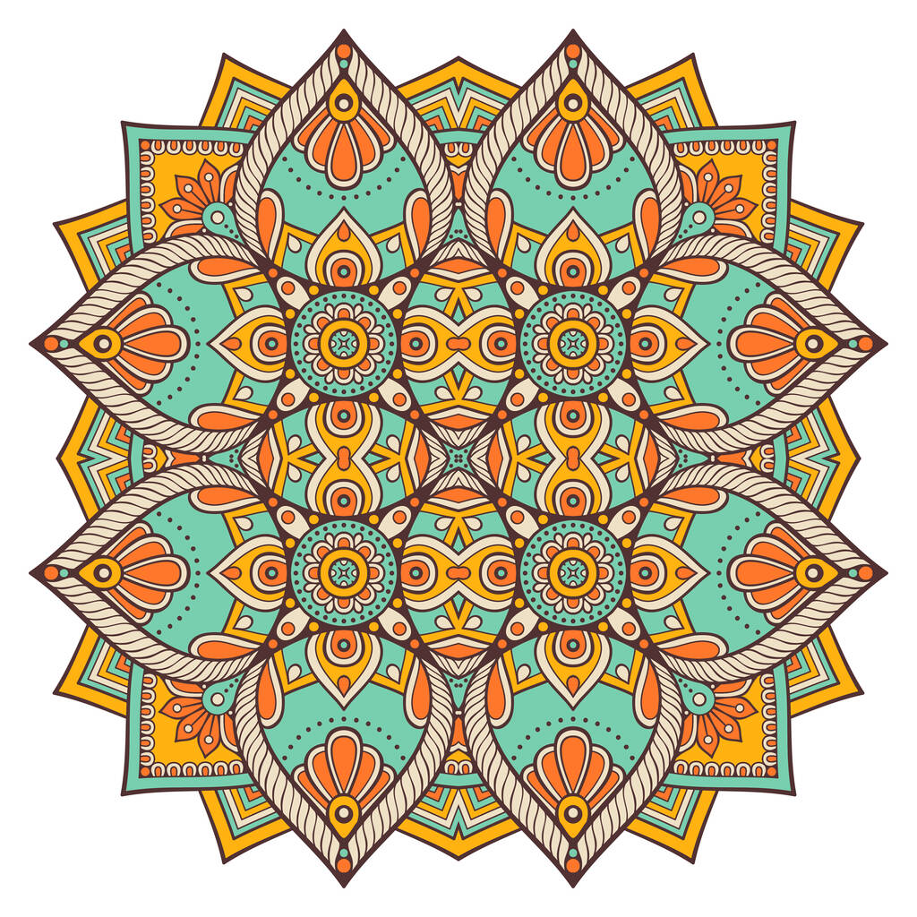 Adorno hermosa tarjeta con mandala. Elemento geométrico del círculo hecho en vector - Vector, imagen
