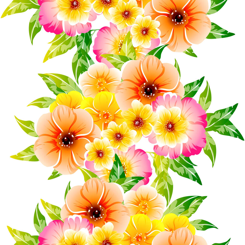 Estilo vintage colorido flores padrão sem costura - Vetor, Imagem