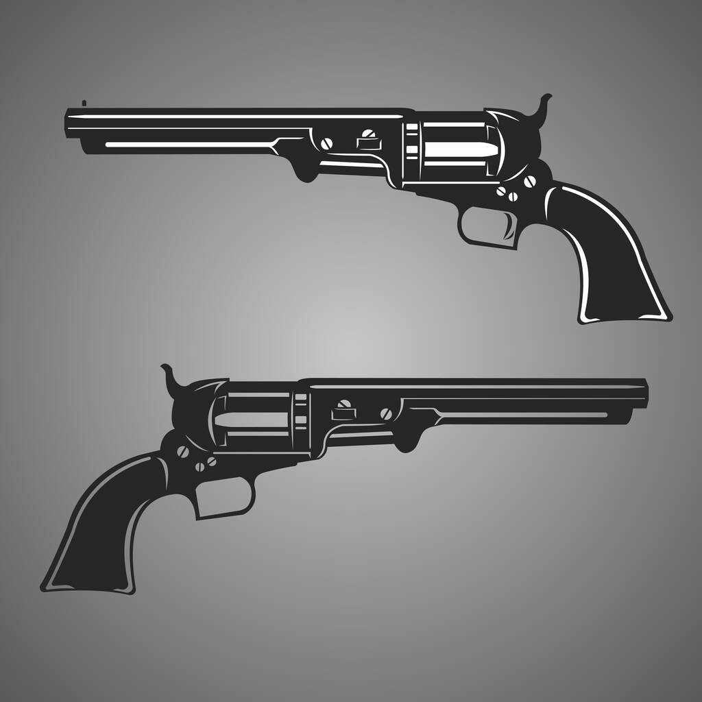 Klasyczna iluzja wektora rewolweru Magnum. Klasyczny zachodni pistolet ręczny - Wektor, obraz