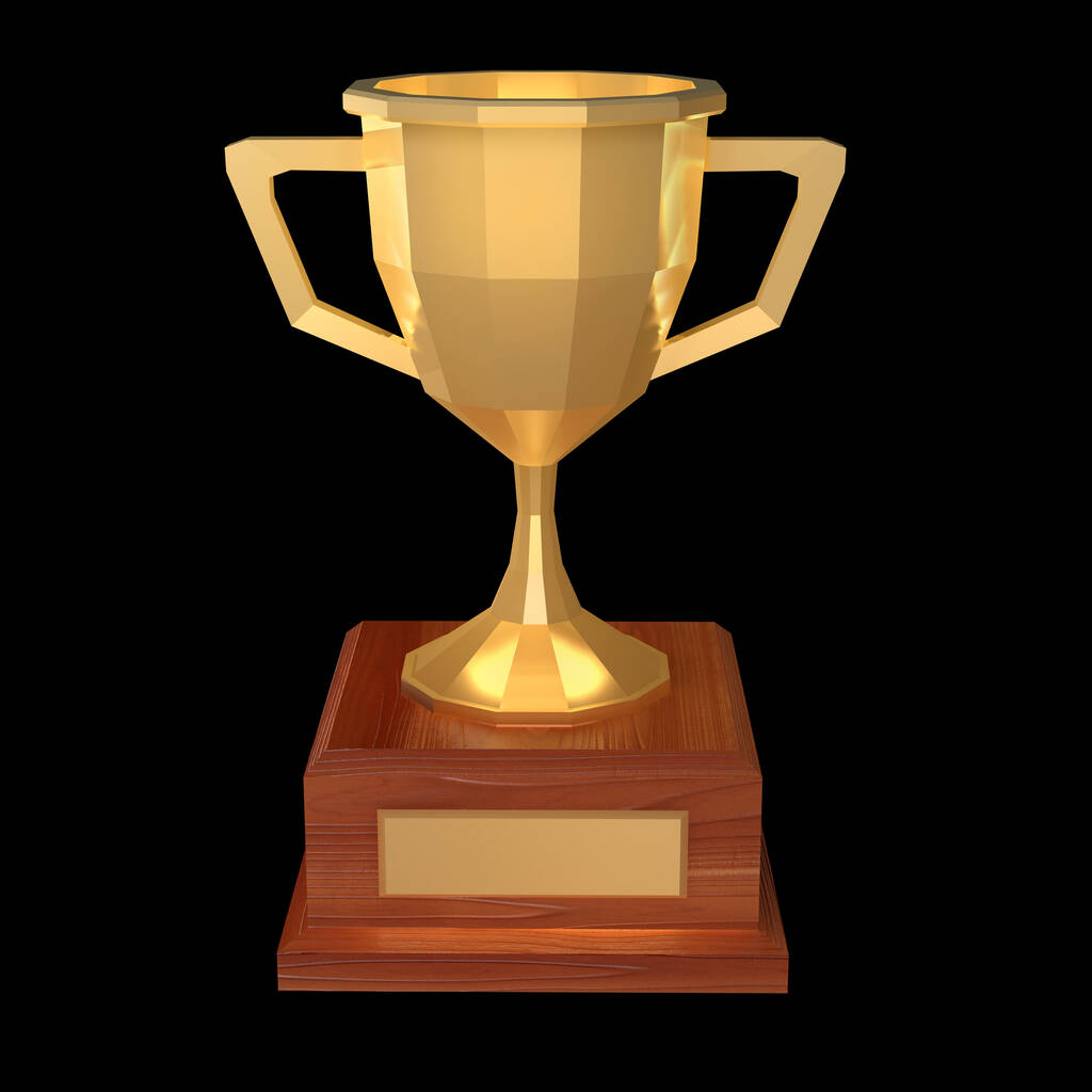 Winner trophy gold low poly cup. - Foto, afbeelding