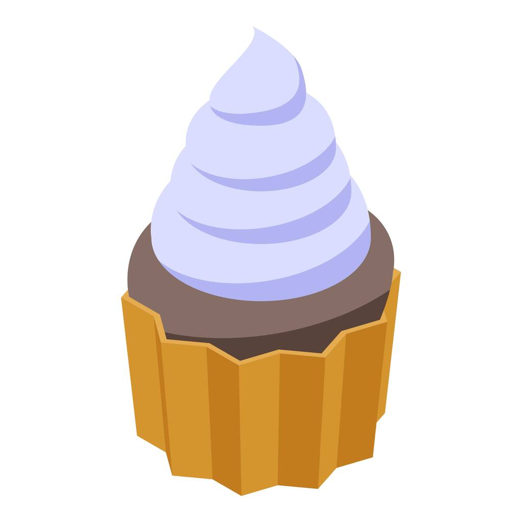 Cream cupcake pictogram, isometrische stijl - Vector, afbeelding