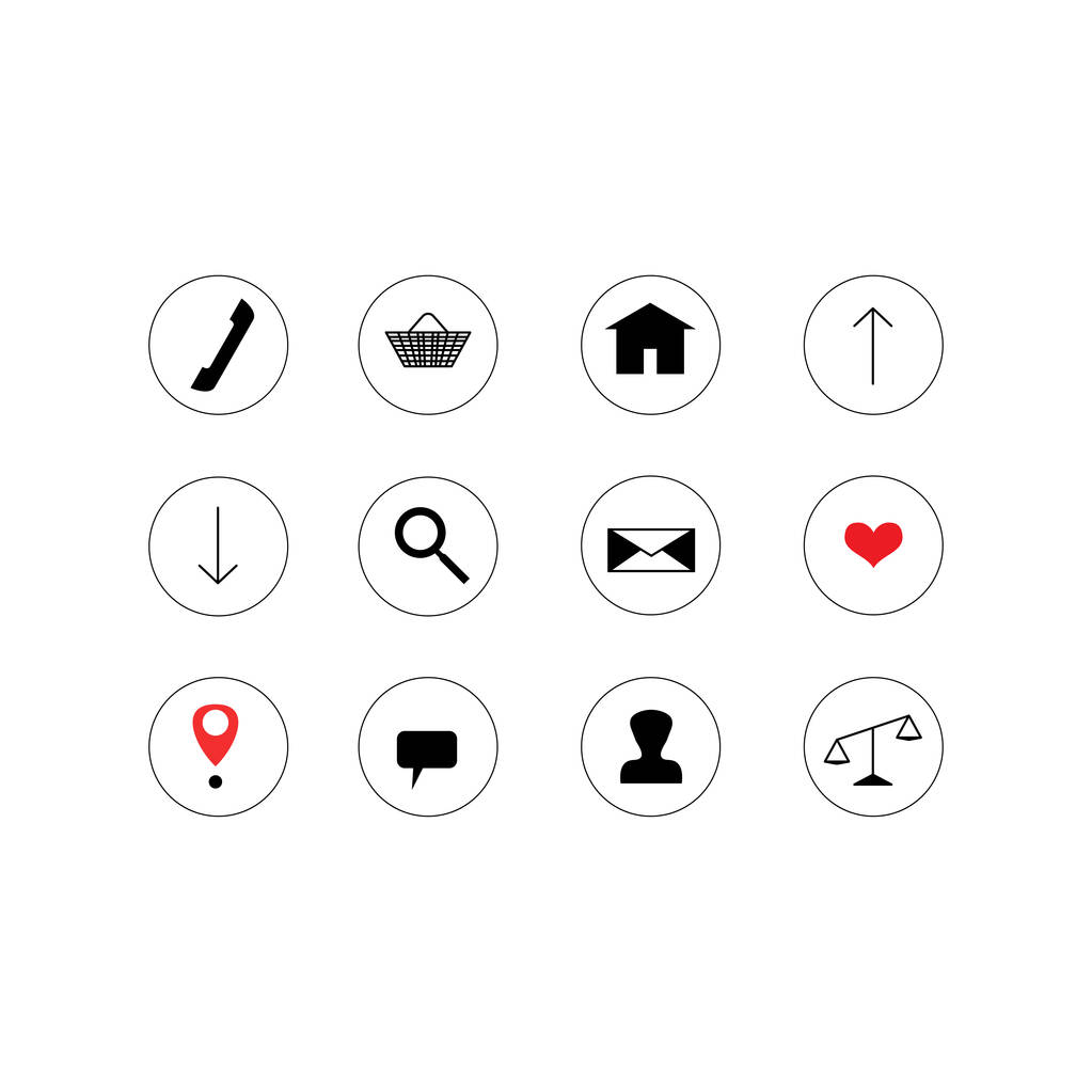 vector icons in circles on white background - Vector, Image