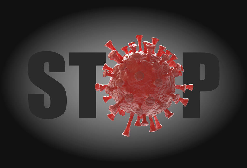 COVID-19 banner met realistisch model van het virus. 3d afbeelding - Foto, afbeelding