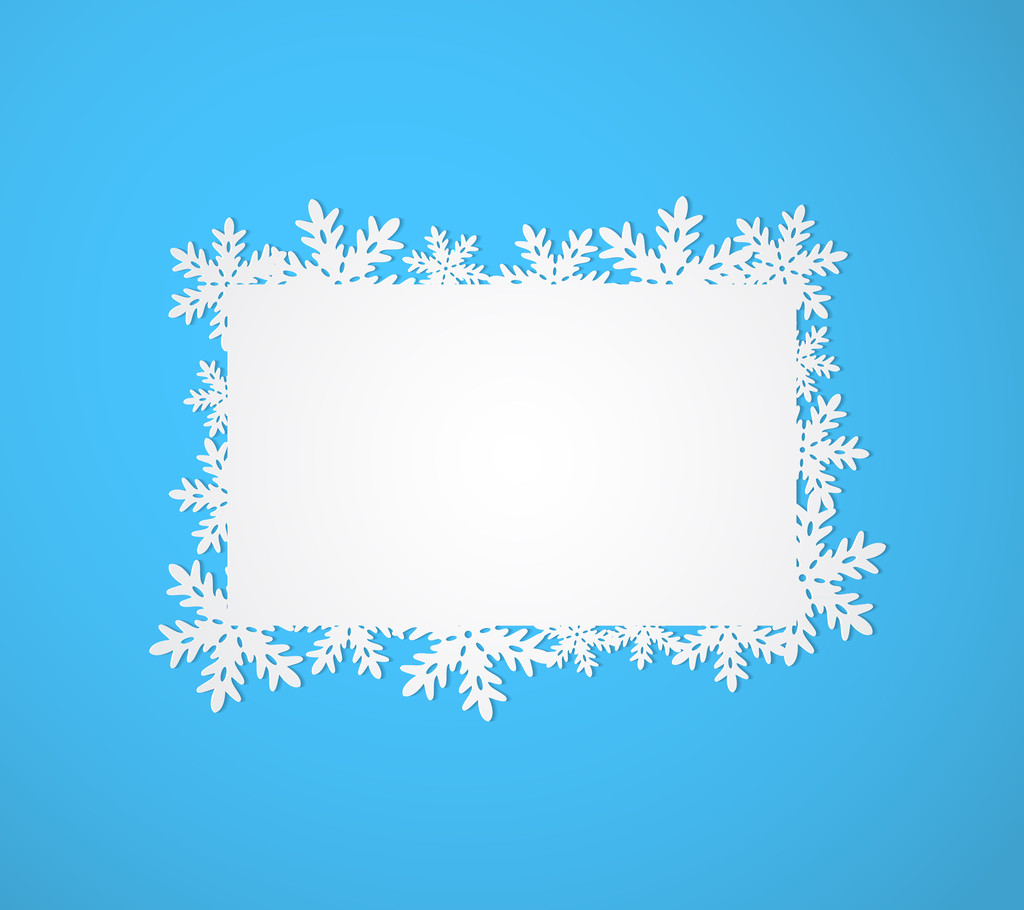 μπλε φόντο Χριστούγεννα με χαρτί νιφάδες χιονιού. - Διάνυσμα, εικόνα