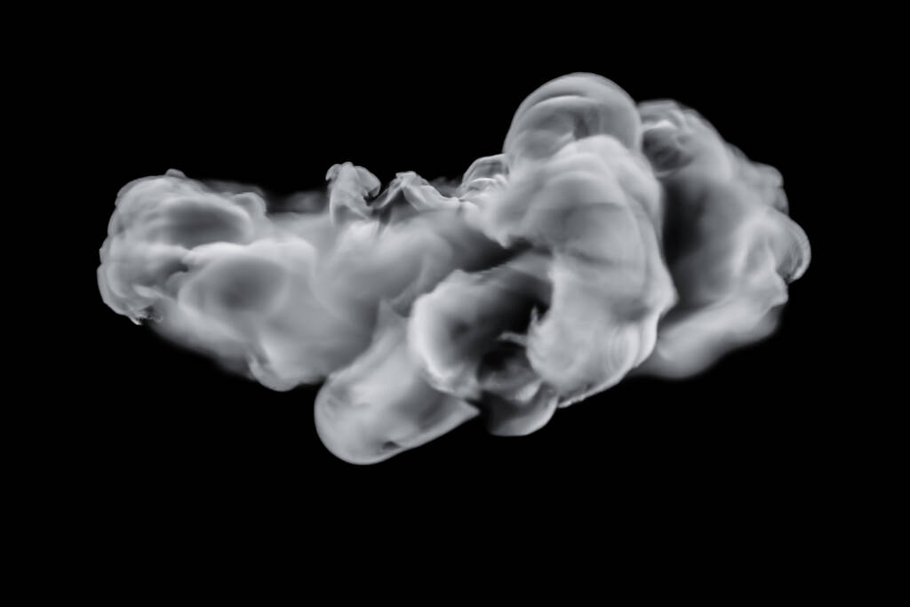Šedý kouř na černém pozadí. 3D vykreslování, 3D ilustrace. - Fotografie, Obrázek