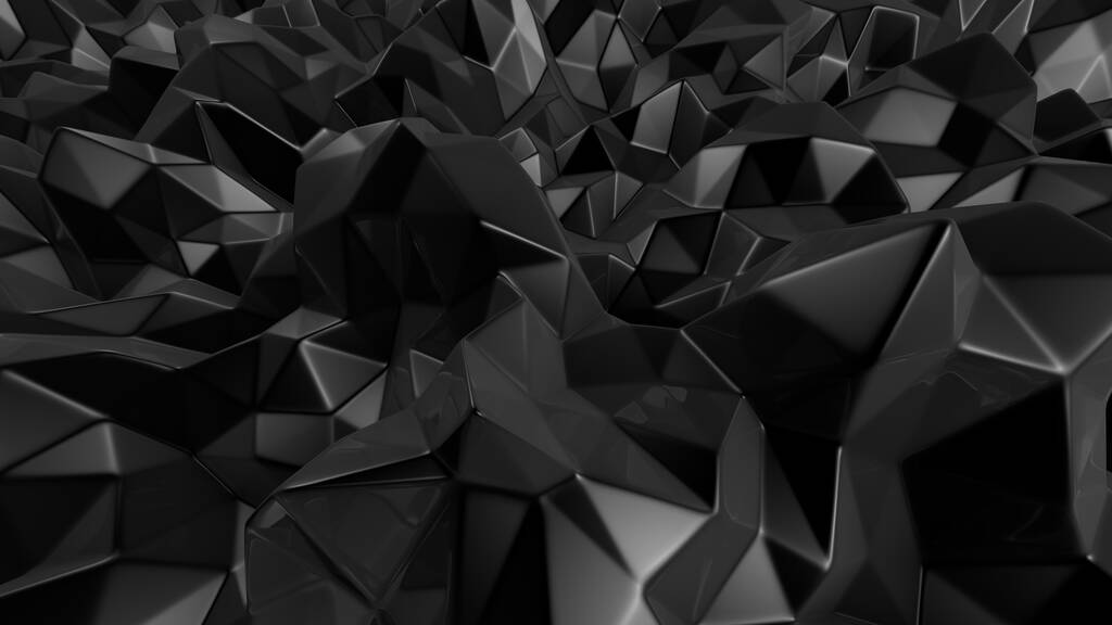Черный хрустальный фон с треугольниками. 3D рендеринг, 3D иллюстрация. - Фото, изображение