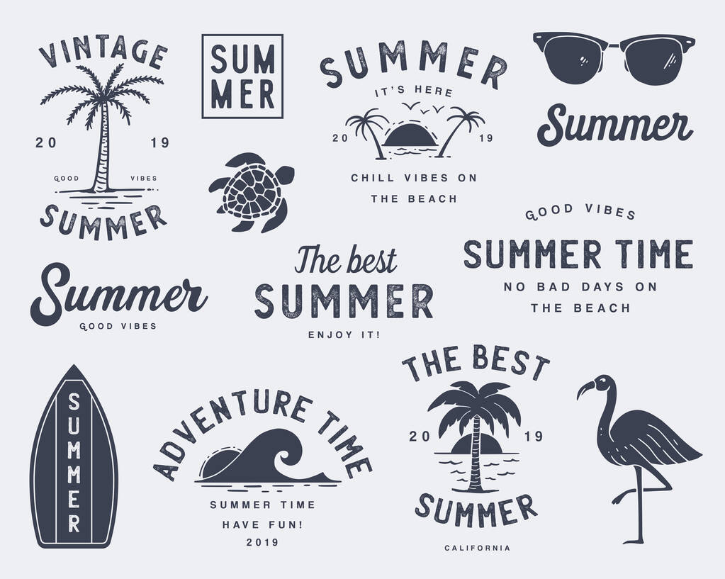Variedade de emblemas de verão conjunto
 - Vetor, Imagem