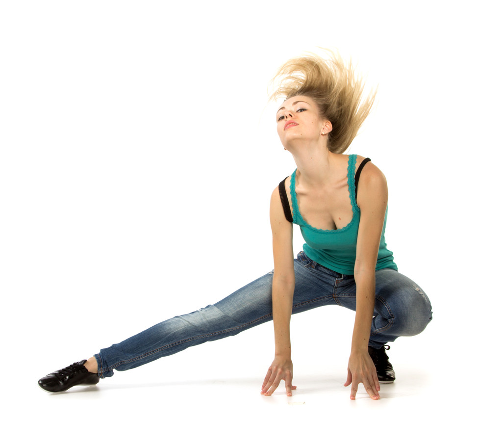 Vrouw doet stretching oefening - Foto, afbeelding